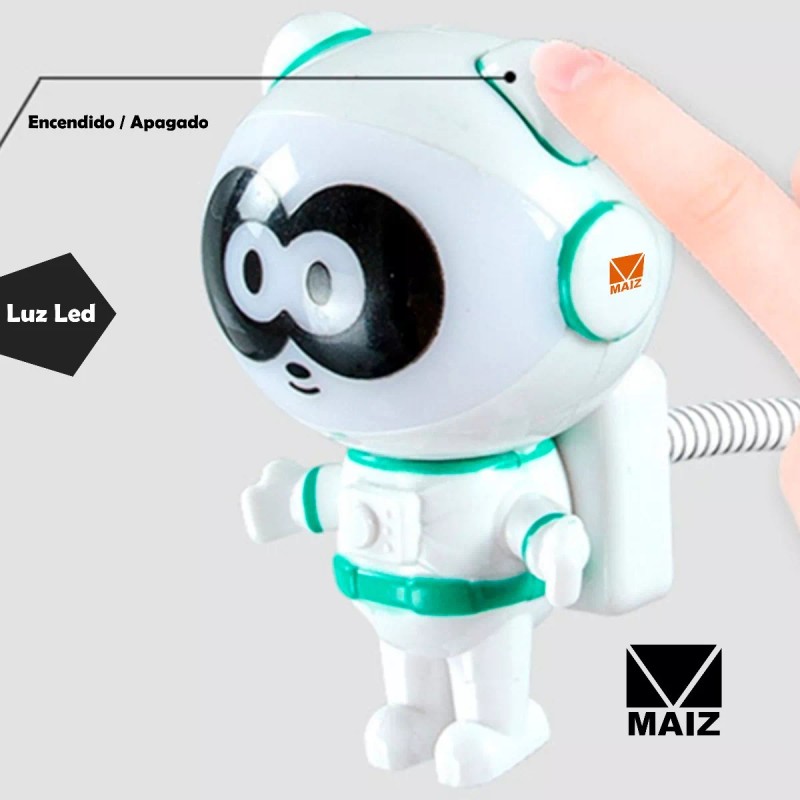 Maíz Lampara Led Panda Astronauta Conexión Usb Flexible Led-044