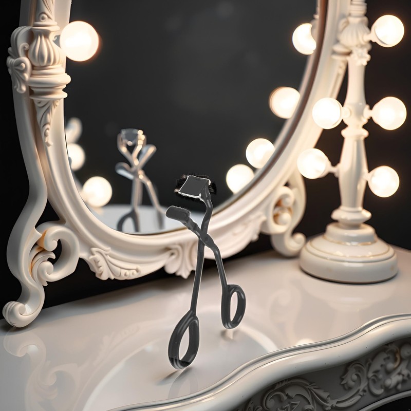 Black Eyelash Curler with Refill Pads, Pinching Mini Lash Curler