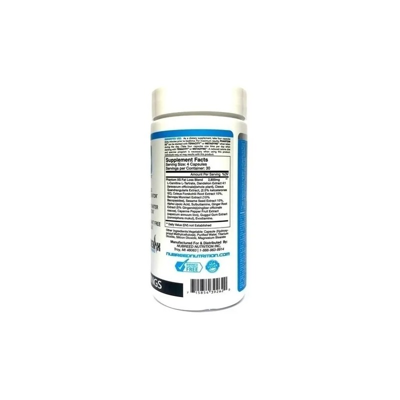 Phantom Xs 120 Capsulas Nubreed Nueva Presentacion Oferta Sin Sabor