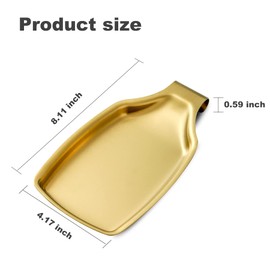 BETTWILL Gold Spoon Rest For Stove up, Stainless Steel Spoon Rest For Kitchen Counter, Large Kitchen Spoon Rest with Square Bottom, Spatula Spoon Ladle Utensil Holder, Heavy Duty.