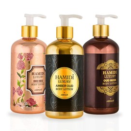 Hamidi 3PCS Luxury Body Lotion Trio Gift Set Magnetic Box Ultra Moisturizing, Skin-Nourishing, Replenishes Dry Skin. (Pack Of 3)