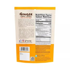 Ginger Prince of Peace Ginger Hard Candy 4oz Filled Ginger Burst, Made with Real Ginger - Pack of 1
