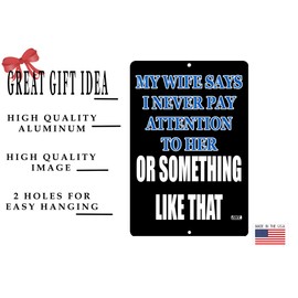 Rogue River Tactical Funny Husband Metal Tin Sign Wall Decor Man Cave Bar Shop Garage Pay Attention