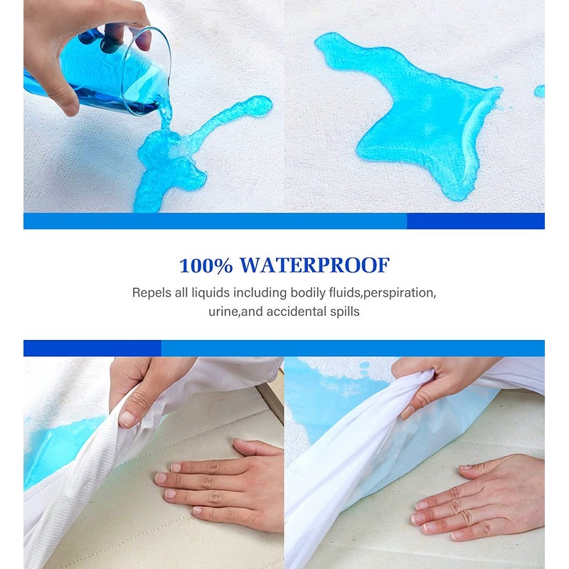 Queen Mattress Protector Noiseless,Mattressprotector Queen,Waterproof Mattress Cover Soft Breathable Cotton