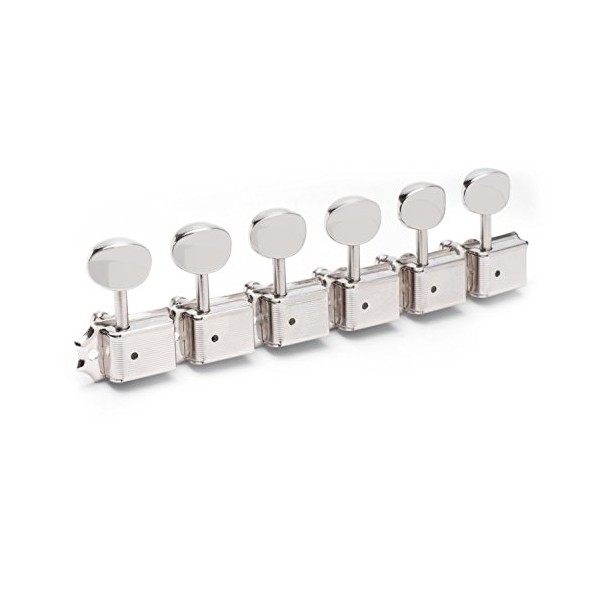 Gotoh Locking Vintage Oval Knob 6-In-Line Tuners, Nickel