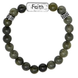 JC Walsh and Sons Connemara Marble Beads Message Bracelet Green Stone Beads Gift Birthday Present (Faith), Medium