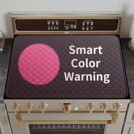 Epinovo Smart Color-Changing Stove Top Covers for Electric Stove | Heat-Activated Silicone Stove Mat for Glass Top Stove | 28×20 Inches Heat-Resistant Glass Cooktop Protector | Easy-to-Clean Brown