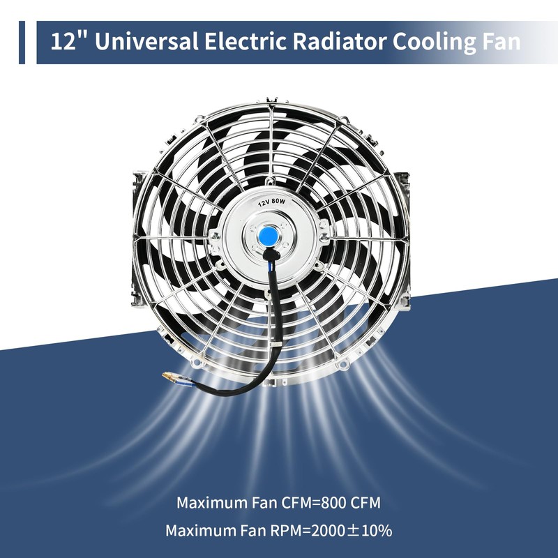 12 Inch Chrome Slim Fan Push Pull Electric Radiator Cooling