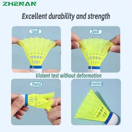 ZHENAN Badminton Birdies,12 Pack Nylon Badminton Shuttlecocks-Hight Speed Batting Training Practice Birdie Ball for Indoor and Outdoor Sports Matches,Highly Stable & Durable Shuttle Balls