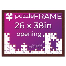 Poster Palooza 26x38 Jigsaw Puzzle Frame Kit - Kit Includes Puzzle Glue Sheets, Brown Wood Puzzle Frame, UV Acrylic, Backing, Hanging Hardware