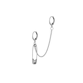 Threader Safety Pin Tassel Chain Cuff Wrap Small Hoop Dangle Drop Earrings for Men Women Cartilage Two Holes Huggie Hoops Fashion Punk Climber Crawler Hip Hop Rock Kpop Gothic Piercing Gifts Son