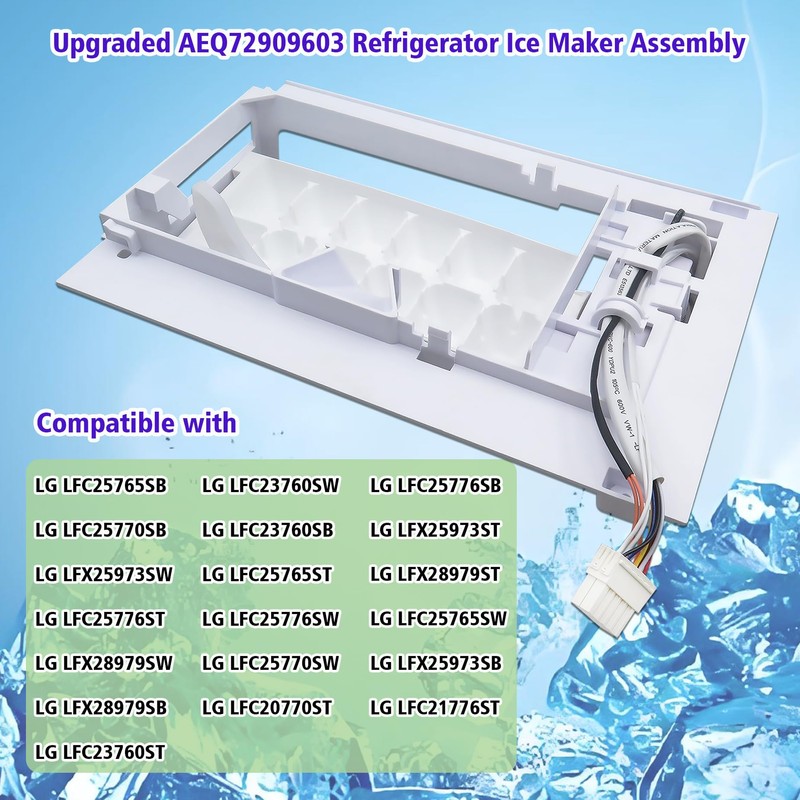 Upgraded Refrigerator Ice Maker Assembly AEQ72909603 AEQ72909602 Compatible with LG