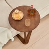 Uniclinens C-Shaped Solid Wood Round End Table, Side Table for