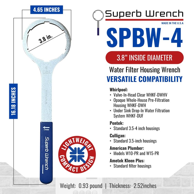 Heavy Duty Metal Water Filter Housing Wrench #4 for Whirlpool
