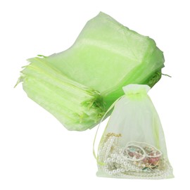 UTALIND 50pcs Organza Mesh Bags Jewelry Pouches, Green Drawstring Organza Pouch for Weddings, 7.5x6.0inch