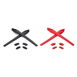 Eye Opening Stuff Replacement Earsocks & Nosepiece Rubber Kits Compatible with Oakley Flak 2.0/Flak 2.0 XL OO9188 Sunglasses - Black & Red