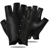 FIORETTO Womens Punk Fingerless Leather Gloves for Driving Motorcycle Unlined