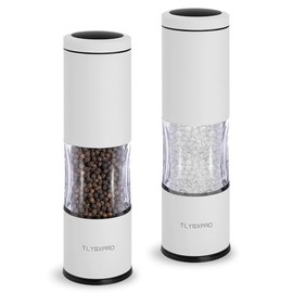 Salt and Pepper Grinder Set with Adjustable Coarseness | Manual Pepper Mill Grinder with Refillable Design | Ceramic Core | Kitchen Essential (2 Packs, White)