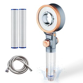 Shower Head with Hose 1.5 m, 3 Jet Modes with 2 Filters, Rain Shower Heads, One-Click Water Stop Function, High Pressure Hand Shower, for Adults, Children and Pets