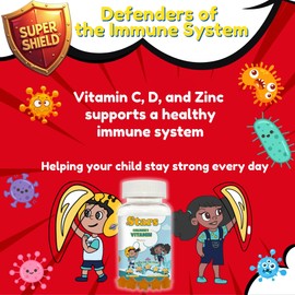 Stars Kids Multivitamin Gummies with Omega 3, Vitamins for Kids with A, B, C, D, Plant Based Multi Vitamins for Children, Manganese, 60 Star-Shaped Multivitamin for Kids, Gluten-Free Gummy Vitamins