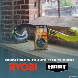 Aero-Flex line Blade Snap & Trim Trimmer Head Replacement and 16 Blades, Compatible with RYOBI & Hart Auto-Feed Trimmers.