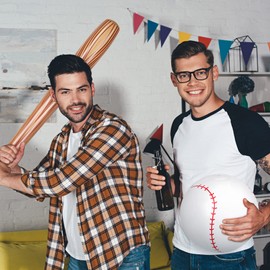 Lewtemi 3 Pcs Set of Inflatable Baseball Bat Beach Ball Including 2 Inflatable Baseball Bat and Beach Pool Ball, Halloween Party Favors for Pool(Wood Color)