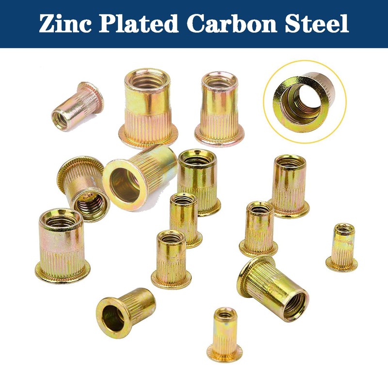 ZAMBASE Rivet Nut 1/4"-20 UNC 120Pcs Yellow Zinc Plated Finish