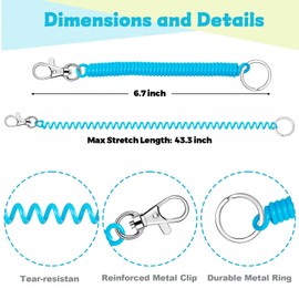 LBSXQGS 14Pcs Stretchy Keychain Bracelet, Colorful Spring for Keychain with Metal Lobster Clasp, Retractable Spring Coil Keychain for Keys Wallet Cellphone(14 Colors), Coilkeychain14pcs