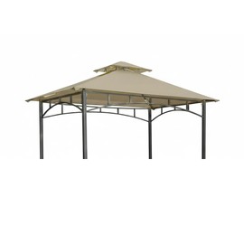 Garden Winds Reinforced RipLock 350 Replacement Canopy Top Cover Compatible with LED Lighted 8’ x 5’ BBQ Gazebo Models L-GG001PST-F, A111000500 - Beige