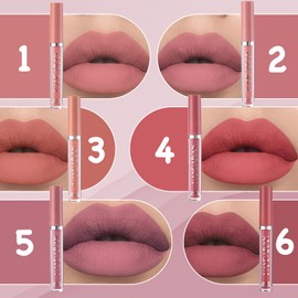 Leogony 6PCS Matt Lipsticks Long Lasting Set, Non-Stick Cup Lip Gloss Sets for Women, Matte Liquid Lipsticks Lipgloss Kits for Girls Gift