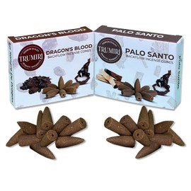 TRUMIRI Backflow Incense Cones - Combo Pack of 20 Incense Cones Waterfall - 10 Dragons Blood + 10 Palo Santo - Incense Backflow Cones - Waterfall Incense Cones - Incense Waterfall Cones