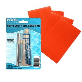 Pool Above Heavy Duty Vinyl Repair Patch Kit | Vinyl Cement Adhesive Glue and Colored Patches for Inflatables Boat Raft Kayak Air Beds Inflatable Mattress Hole Repair Orange