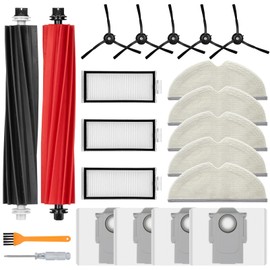 20 Pack Accessories Compatible with ROBOROCK Q5 Pro/Q5 Pro+,Q8 Max/Q8 Max+ Vacuum Robot,Parts Include:1 Dual Roller Brush,5 Side Brush,3 HEPA Filter,5 Mop Cloth,4 Dust Bag,1 Cleaning Tool&1 Screwdrive