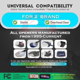 Asonpao 1 for GK-R Genie Garage Door Opener Keypad Replacement, 315/390MHZ Auto-Seek,...