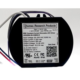 Hubbell Thomas Research Products LED25W-28-C0850-D Constant Current LED Driver, Dimmable, 25 watts, High Power Factor