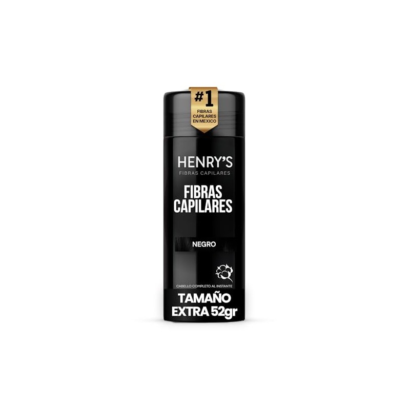 Henrys Fibras Capilares Negro 52g, Disimula Áreas con Poco Cabello,