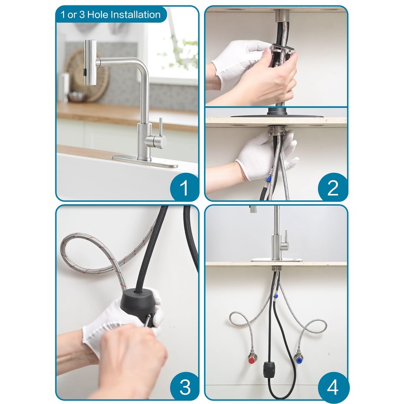 Kitchen Faucets with Pull Down Sprayer,Waterfall Kitchen Sink Faucet,Commercial Utility