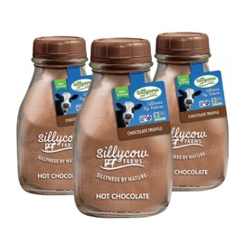 Sillycow Farms Chocolate Truffle Hot Chocolate (Pack of 3), allergen-free, gluten-free, non-GMO, made with real ingredients. Packed in a collectible, reusable glass bottle -16.9 oz
