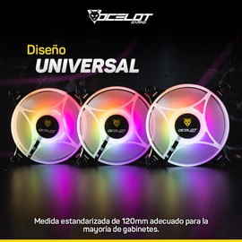 Kit 3 Ventiladores para PC Ocelot Gaming OFKIT-2. 120mm, iluminación ARGB. Incluye HUB y control remoto para controlar los colores.