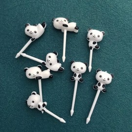 HYMAOME 16pcs Panda Fruit Picks Bento Lunch Animal Food Picks Cute Toothpick for Kids Bento Box, Adorable Little Pandas Bento Picks