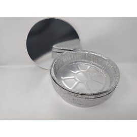 Foglish Home & Garden 20 x 23cm 9" Aluminium Foil Round Pie Flan Quiche Dish Tray Container with Lids BBQ 23x23x4cm Airfryer Oven