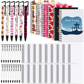 Spakon 48 Pcs Sublimation Notebook and Pen Set 24 Pcs A6 Line Spiral Notebooks Blank with 24 Pcs Sublimation Pens Bulk for Christmas DIY Classroom Office Writing Supplies Gifts