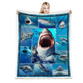 Juirnost Shark Blanket,Shark Gifts for Shark Lovers Blanket,Shark Blanket for Kids Boys Girls,Ocean Sharks Sea Animals Throw Blanket Soft Cozy Warm Throw Blanket for Sofa Couch Bed 60"x50"
