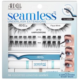 Ardell Seamless Underlash Extensions Kit, Faux Mink, 36 Assorted Lengths, Customizable DIY Lash Clusters, Includes Bond & Seal, Remover, Applicator