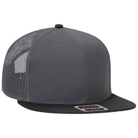 Otto 141-1070 Cap Flat Visor, Cotton Front, 6 Panels, Polyester Mesh Back, Baseball Snapback, black charcoal