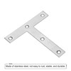 sourcing map T Shape Bracket, 120x120mm Stainless Steel Mending Plate
