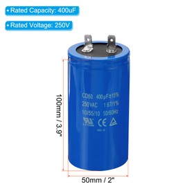PATIKIL CD60 Run Capacitor, 400uF/MFD 250VAC 15% Tolerance 50/60Hz Motor Starting Capacitor for Air Compressor Motor Starts Running