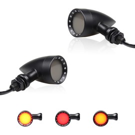 FACAILAHA Bullet Rear LED Turn Signal Lights Universal Motorcycle Brake Taillights 12V Running Light Compatible with Honda Dual Sport Harley Yamaha Suzuki Kawasaki, Black
