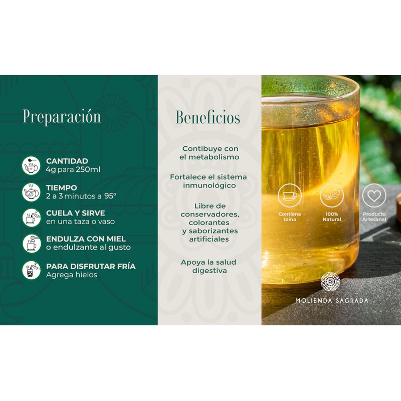 Molienda Sagrada, Té Bambita, Infusión de Té Verde en Hoja