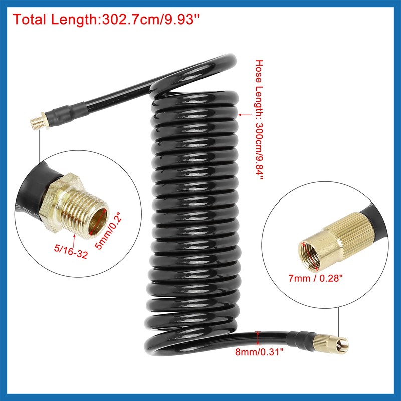 A ABSOPRO Flexible Tyre Inflator Hose 0.31" x9.84' with 5/16-32
